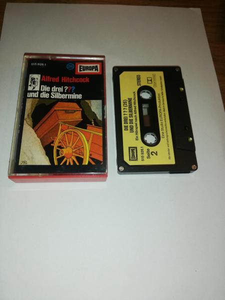 Die Drei Fragezeichen Folge 26 und die Silbermine Schwarz mit Gelben Aufkleber 4-fach Silber geschraubt Titel Oben Neon Band 515926.1 Europa